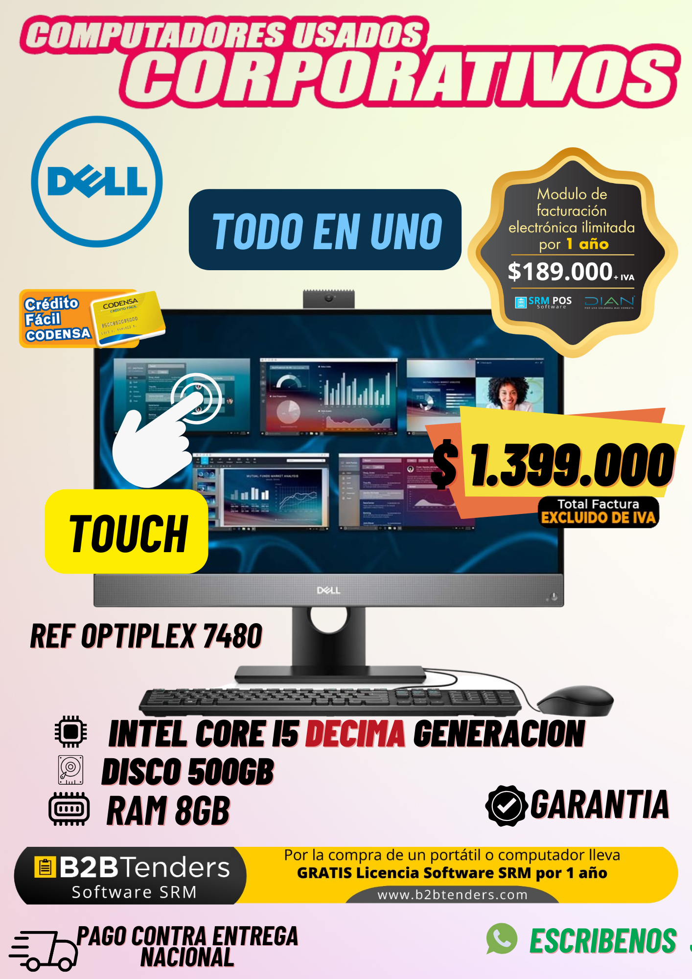 Todo en uno Dell 7480 INTEL®CORE™ i5 Decima TOUCH